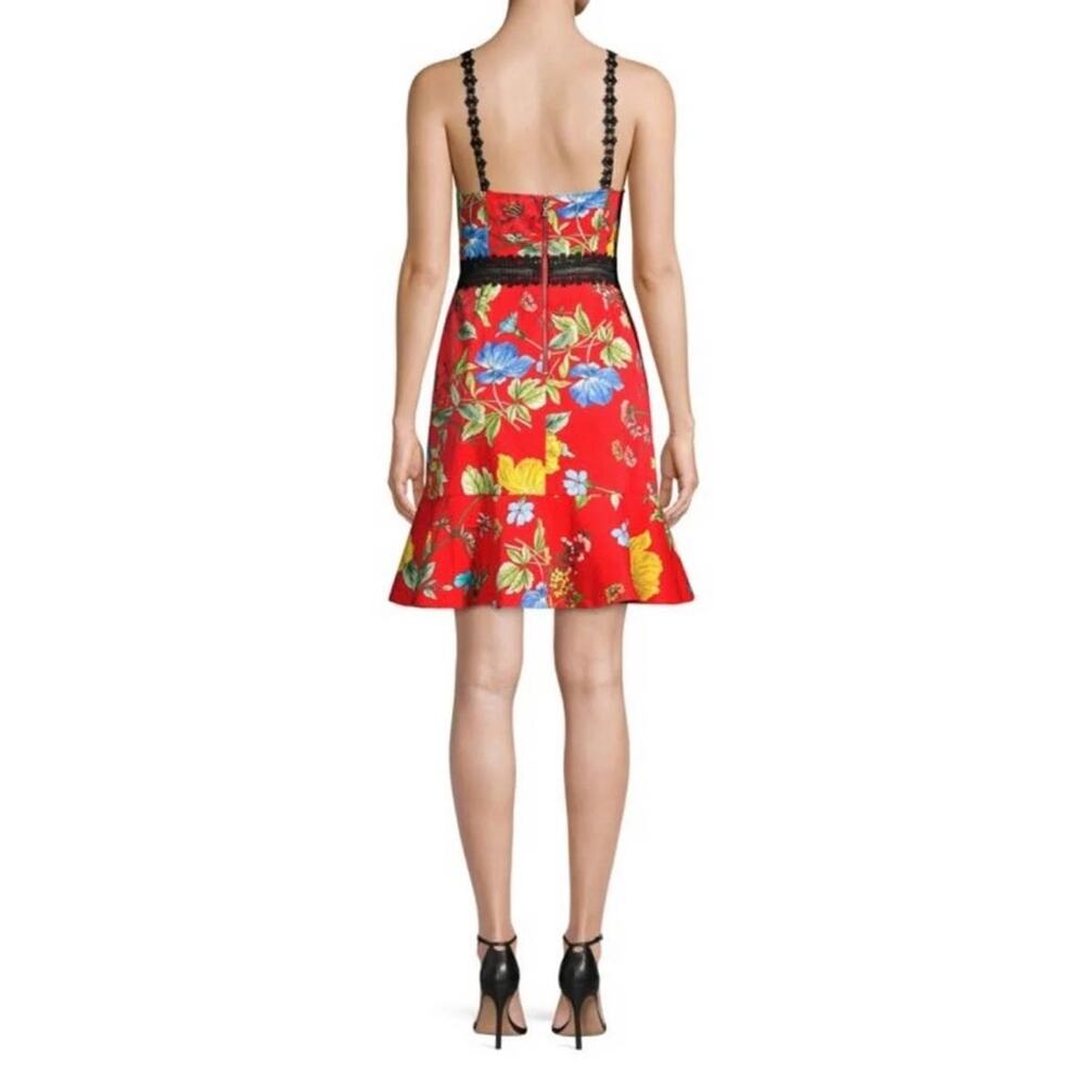 NWT Alice + Olivia Kirby Red Floral Ruffle Dress Size 4 - Picture 4 of 8